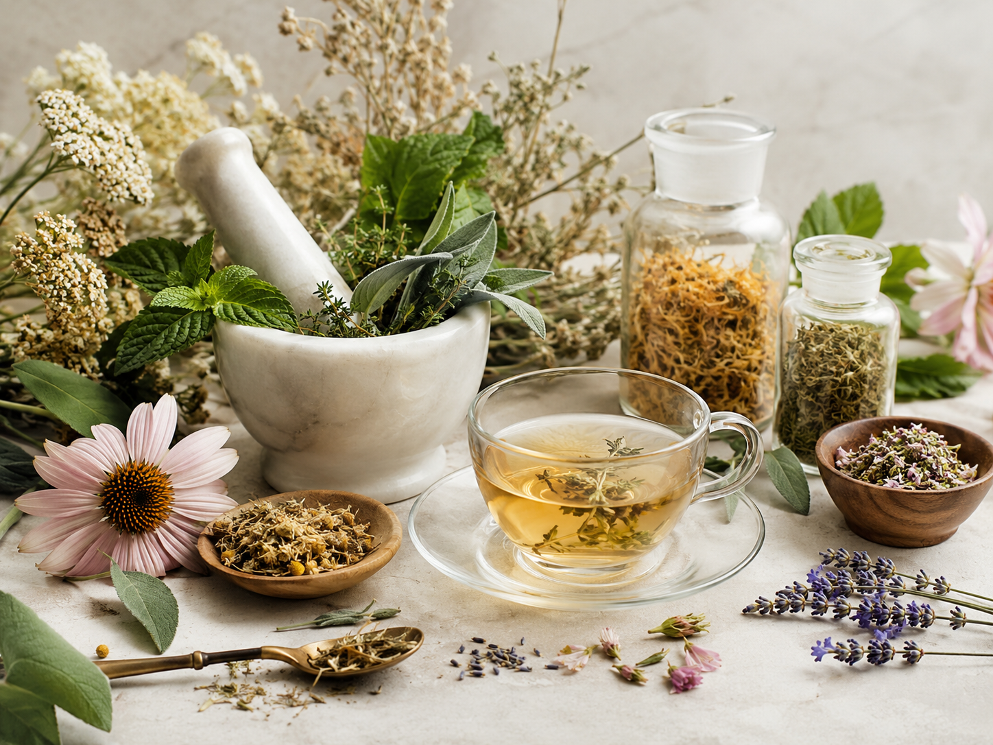 Ervas, plantas e preparação fitoterápica sem pessoas
